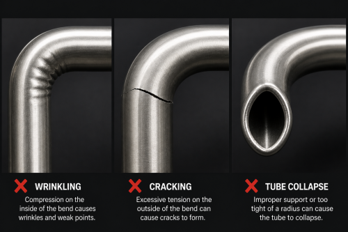 Too tight bending radius causes problems